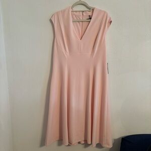 NWT Tommy Hilfiger Pink Fit and Flare Cap Sleeve Career Midi Dress Size 16